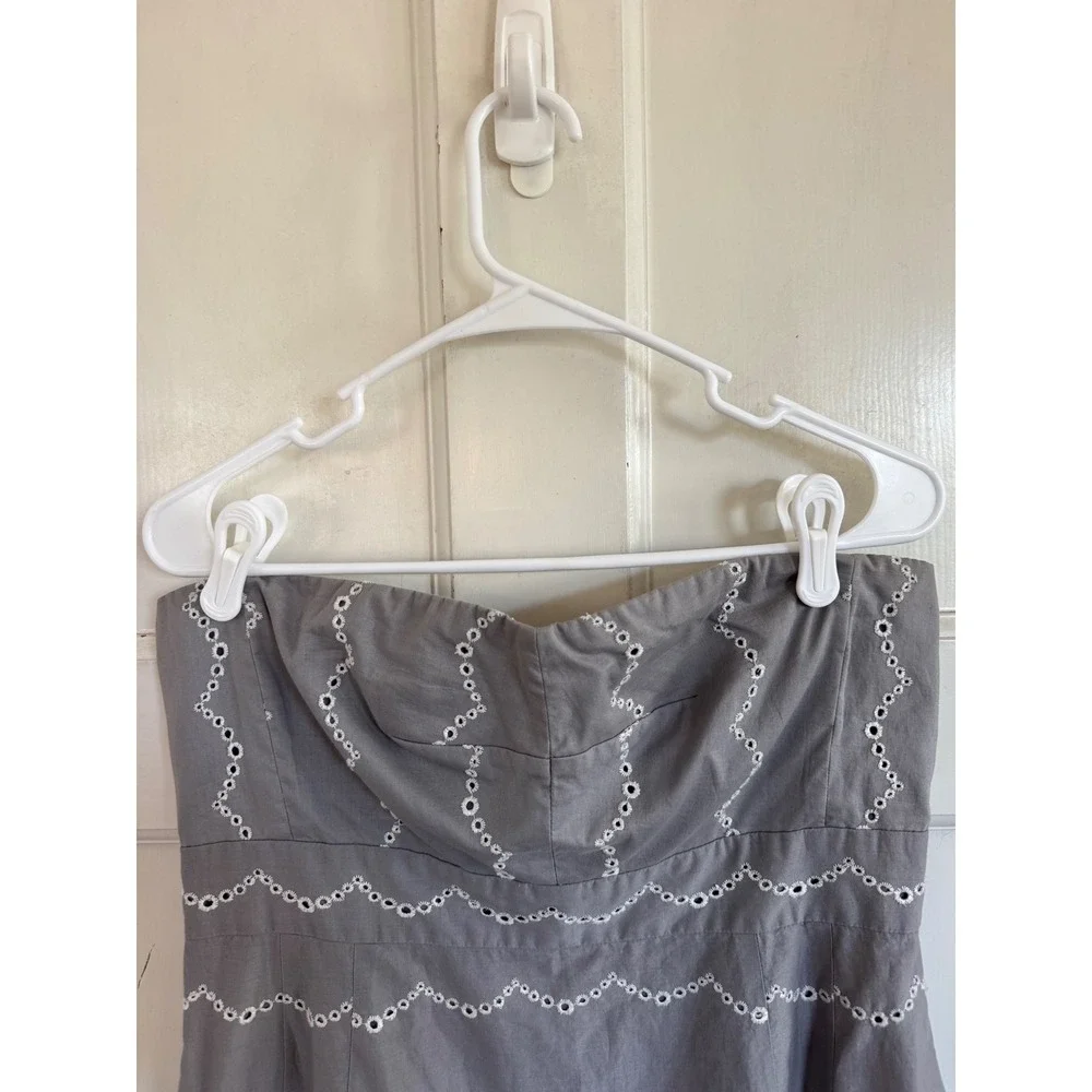 J.Crew gray eyelet striped strapless dress size 12